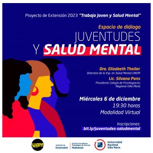 REALIZARÁN UN ESPACIO DE DIÁLOGO SOBRE JUVENTUDES Y SALUD MENTAL